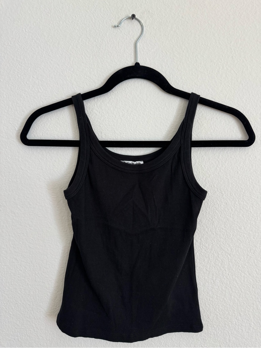 Reformation Black Ribbed Tank Top